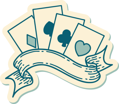 Geleneksel kart stili ve bir insan tarafından çizilmiş dövme çıkartması.