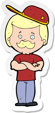 Bir insan tarafından çizilmiş bir erkek çizgi film çıkartması.