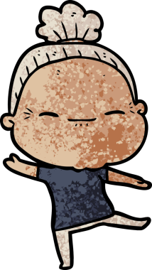 Bir insan tarafından çizilmiş barışçıl yaşlı bir kadın.