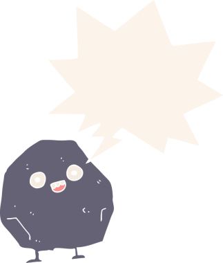 bir insan tarafından çizilmiş retro tarzı konuşma baloncuğu olan karikatür rock