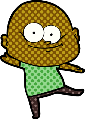 Bir insan tarafından çizilmiş kel bir adam.