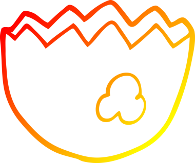 Bir insan tarafından çizilmiş yumurta kabuğu kırılan bir çizgi filmin sıcak gradyan çizimi