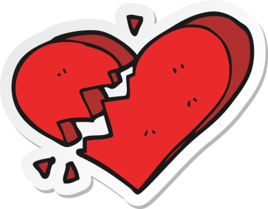 Bir insan tarafından çizilmiş kırık bir kalbin çıkartması.