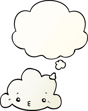 Düşünce baloncuğu olan karikatür bulutu bir insan tarafından çizilmiş.