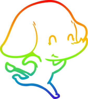 Gökkuşağı gradyan çizgisi bir insan tarafından çizilmiş şirin bir fil çizimi