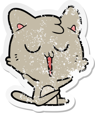 Bir insan tarafından çizilmiş çizgi film kedisinin sıkıntılı çıkartması.