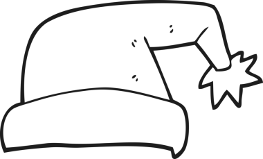 Bir insan tarafından çizilmiş siyah beyaz bir noel şapkası.