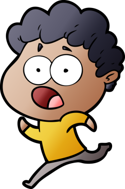 Bir insan tarafından çizilmiş bir karikatür adamı şaşkınlıkla nefes nefese kaldı.