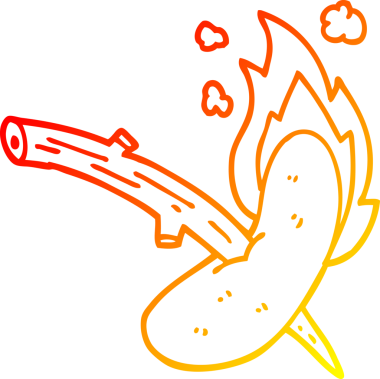 Bir insan tarafından çizilmiş bir sosislinin sıcak çizgi çizimi