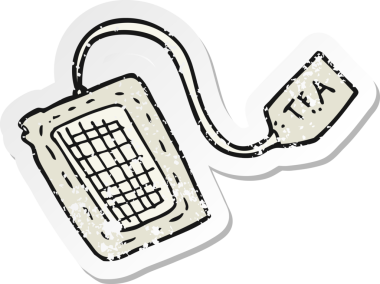 Bir insan tarafından çizilmiş bir çay poşetinin gerilimli yapıştırması.