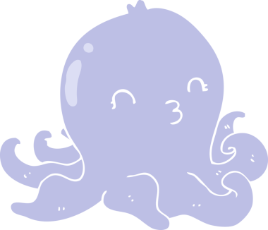 Bir insan tarafından çizilmiş düz renk çizgi film ahtapotu