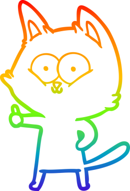 gökkuşağı gradyan çizgi çizimi bir insan tarafından çizilen başparmak veren bir çizgi kedi