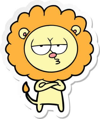 Bir insan tarafından çizilmiş canı sıkkın bir aslanın çıkartması.