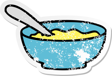 Bir insan tarafından çizilmiş garip bir çorba kasesinin sıkıntılı çıkartması.