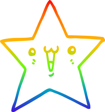 gökkuşağı gradyan çizimi bir insan tarafından çizilmiş mutlu bir çizgi film yıldızı