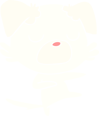 Bir insan tarafından çizilmiş düz renkli çizgi film köpeği.