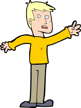 Çizgi filmdeki endişeli adam bir insan tarafından çiziliyor.