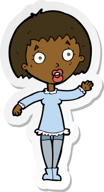 Bir insan tarafından çizilmiş, el sallayan bir kadının çıkartması.