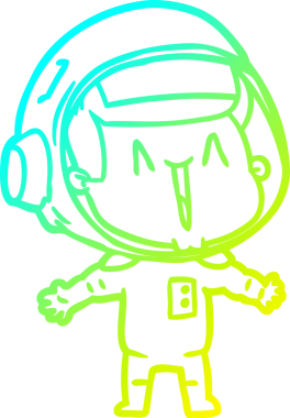 Bir insan tarafından çizilmiş mutlu bir astronotun soğuk gradyan çizimi.