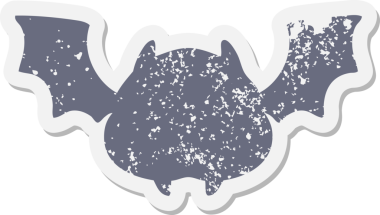 Bir insan tarafından çizilmiş süper şirin cadılar bayramı yarasası grunge çıkartması