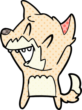 Bir insan tarafından çizilmiş gülen tilki çizgi filmi.