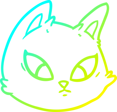 Bir insan tarafından çizilmiş kedi suratının soğuk gradyan çizgisi