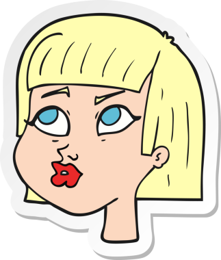 Bir insan tarafından çizilmiş karikatür kadın yüzü çıkartması.