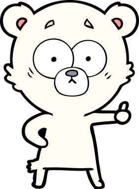 Bir insan tarafından çizilmiş gergin bir kutup ayısı çizgi filmi.