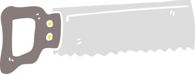 Bir insan tarafından çizilen testerenin düz renk çizimi