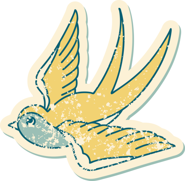 Bir insan tarafından çizilmiş bir kırlangıcın sembolik dövmesi.