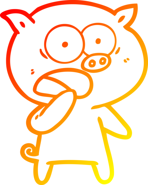 Bir insan tarafından çizilmiş bir domuz çizgi filminin sıcak gradyan çizimi