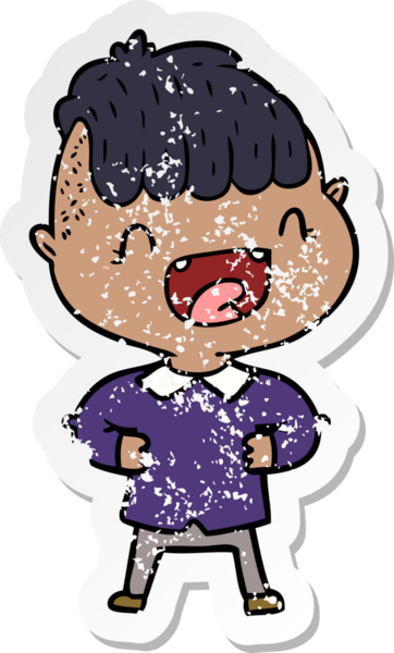 Bir insan tarafından çizilmiş üzgün, mutlu bir çocuğun çıkartması.