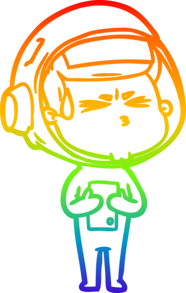 Bir insan tarafından çizilen gökkuşağı gradyan çizimi stresli astronot