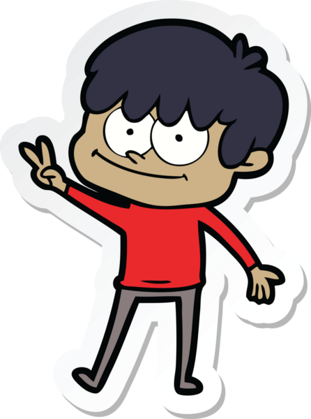 Bir insan tarafından çizilmiş mutlu bir çizgi film karakterinin çıkartması.