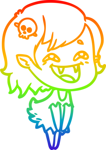 Gökkuşağı gradyan çizgi çizimi Bir insan tarafından çizilmiş gülen vampir kız çizgi filmi