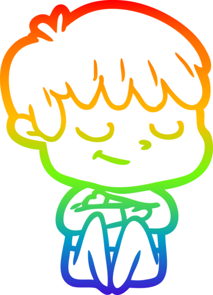 gökkuşağı gradyan çizgi çizimi bir insan tarafından çizilmiş mutlu bir çocuk