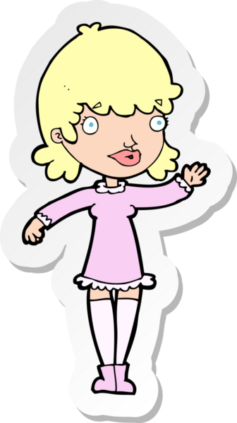 Bir insan tarafından çizilmiş bir karikatür kadının çıkartması.