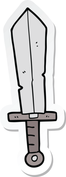 Bir insan tarafından çizilmiş eski bir kılıcın çıkartması.