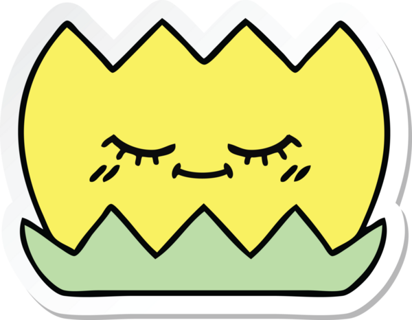 Bir insan tarafından çizilmiş şirin bir nilüfer çiçeğinin çıkartması.