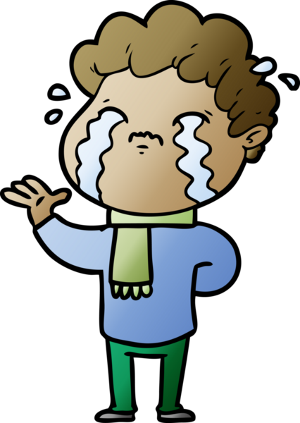 Bir insan tarafından çizilmiş ağlayan çizgi film adamı.