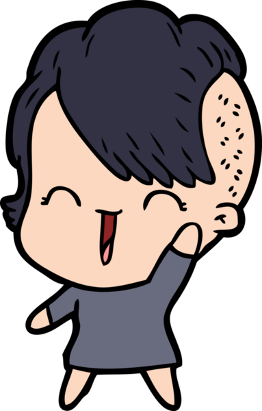 Bir insan tarafından çizilmiş mutlu hippi kız çizgi filmi.