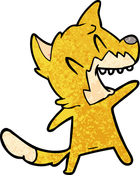 Bir insan tarafından çizilmiş gülen tilki çizgi filmi.