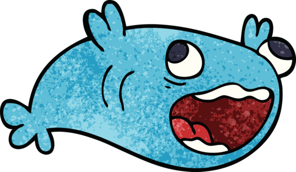 Bir insan tarafından çizilmiş bir balık karalaması.