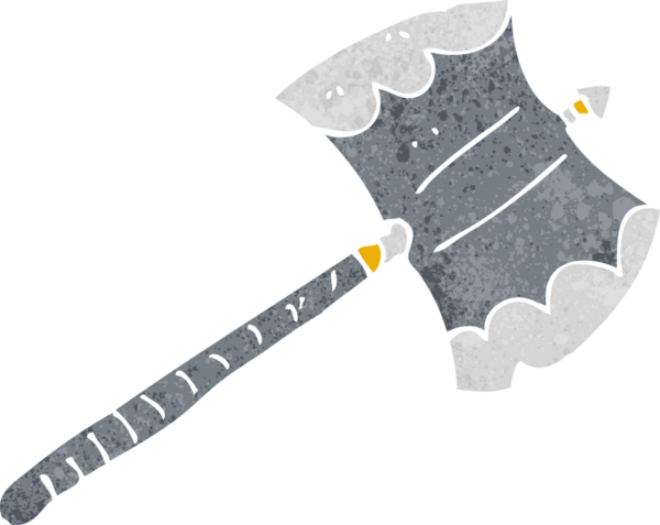 Bir insan tarafından çizilmiş çift taraflı balta.