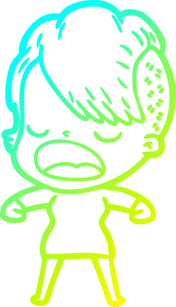 Bir insan tarafından çizilmiş havalı bir hippi kızın soğuk gradyan çizimi.