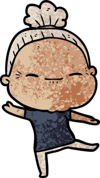 Bir insan tarafından çizilmiş barışçıl yaşlı bir kadın.