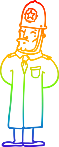 Gökkuşağı gradyan çizgisi bir insan tarafından çizilmiş bir çizgi polis.