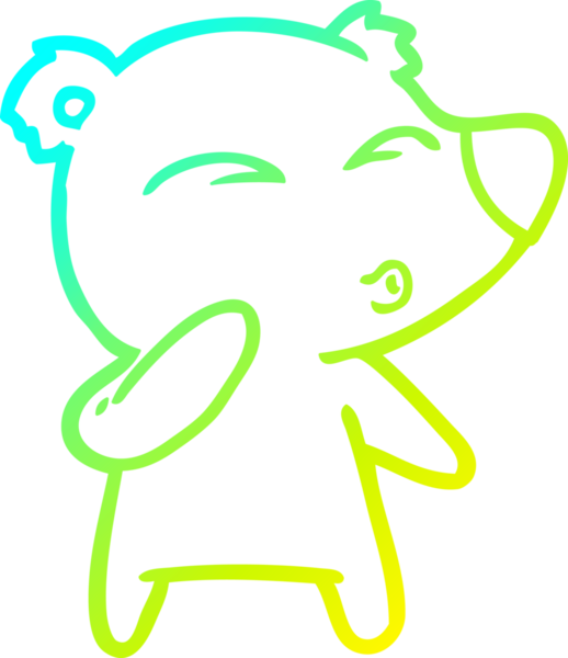 Bir insan tarafından çizilmiş ıslık çalan bir ayının soğuk çizgi çizimi.