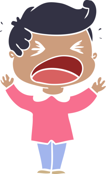 Bir insan tarafından çizilmiş düz renkli karikatür.