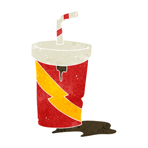 Freehand retro çizgi film abur cubur kola bir insan tarafından çizildi